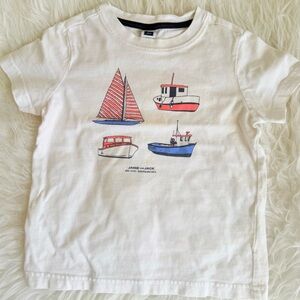 Janie and Jack Toddler Boy Sailing Boats White T-shirt Size 2T Short Sleeve